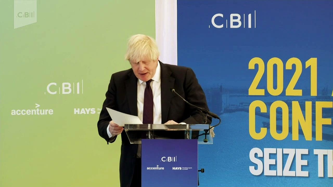 Boris Johnson fumbles during keynote speech at CBI