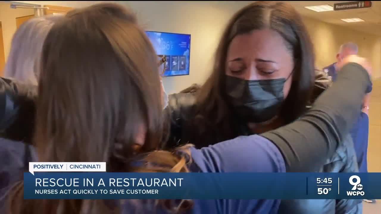 Nurses act quickly to save woman who collapsed at restaurant
