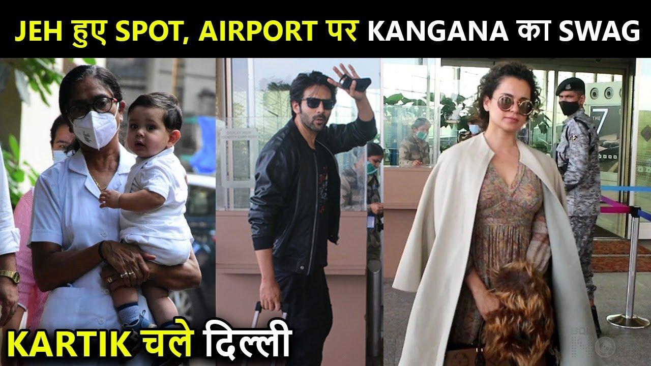 Kareena's Son Jeh Ali Khan Cute Media Appearance, Kangana, Kartik Aaryan At Airport Spotted