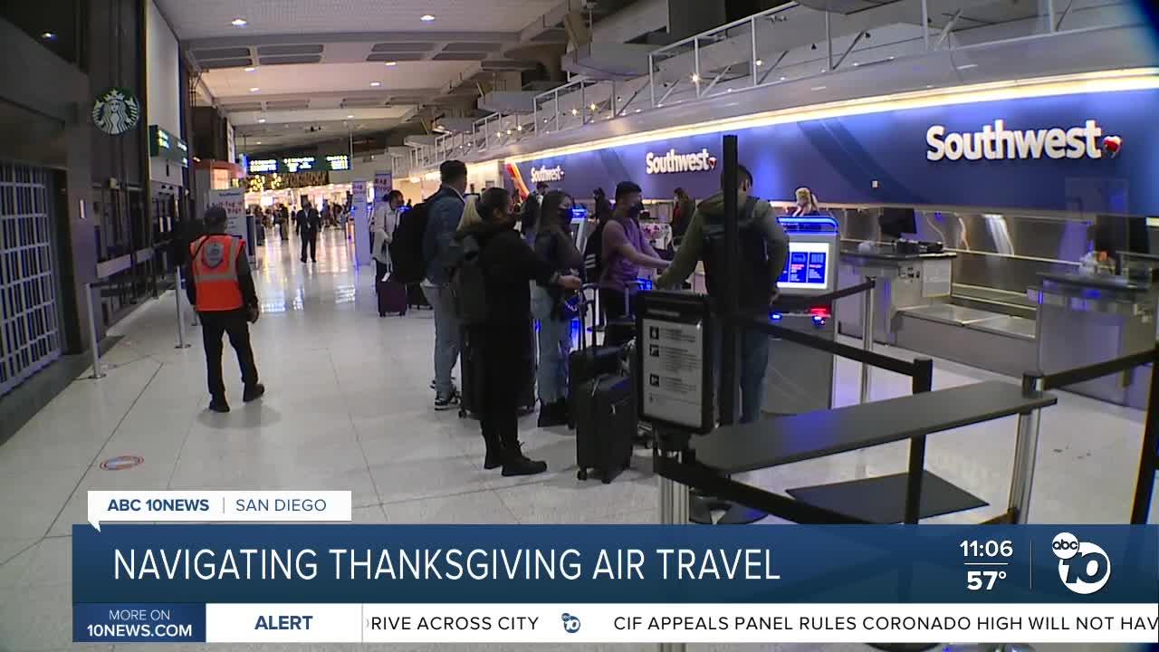 People travel for Thanksgiving at San Diego international Airport