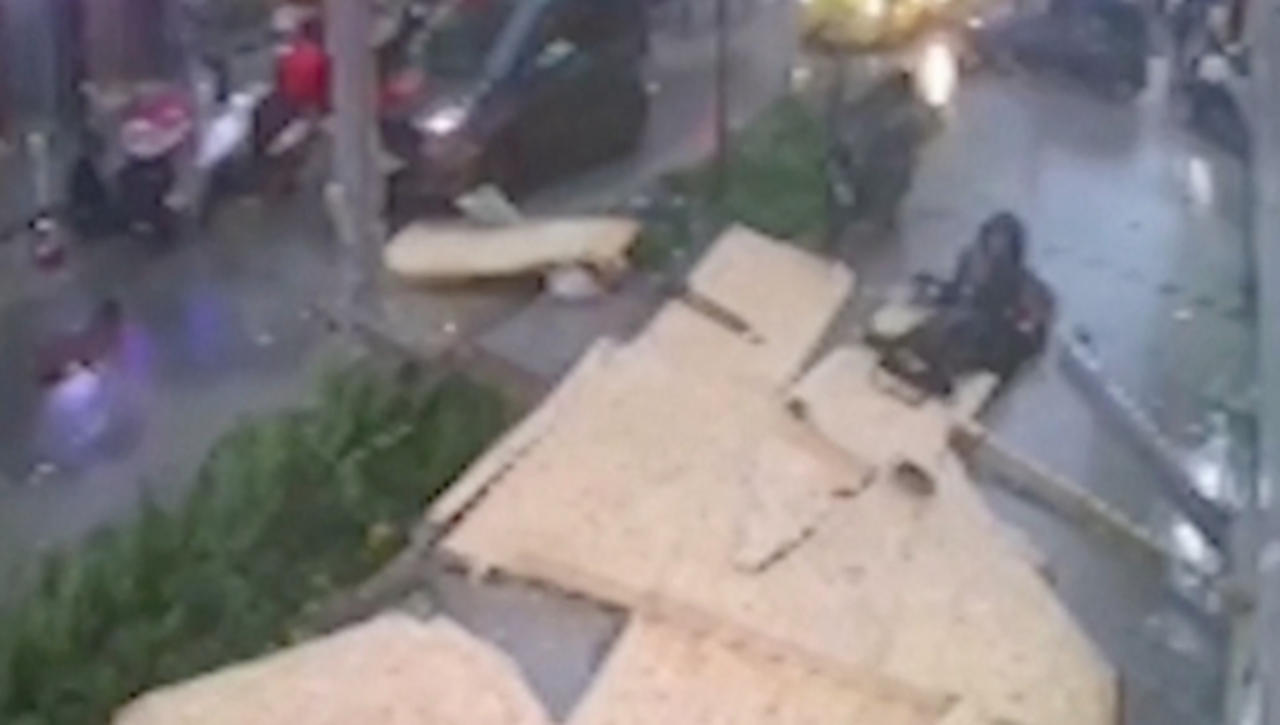 CCTV Captures Moment Flying Debris Falls on Mother and Son Amid Istanbul Storm