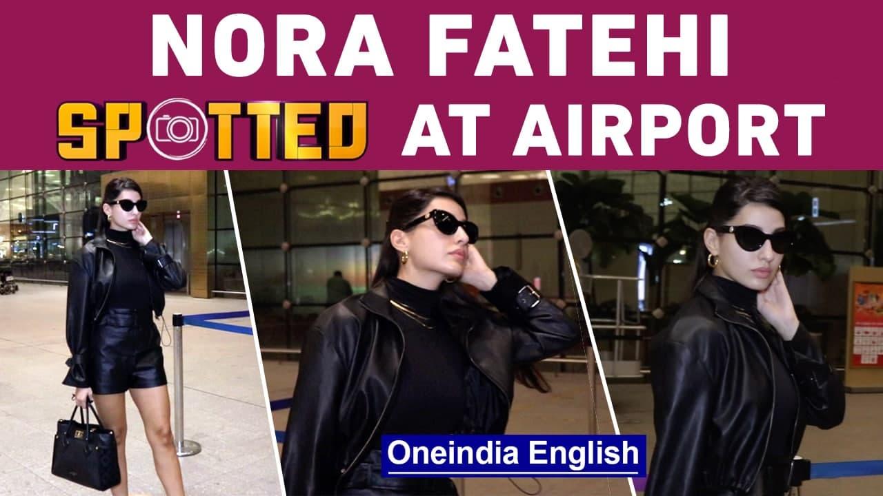 Nora Fatehi spotted at Mumbai airport wearing a black short outfit | Oneindia News