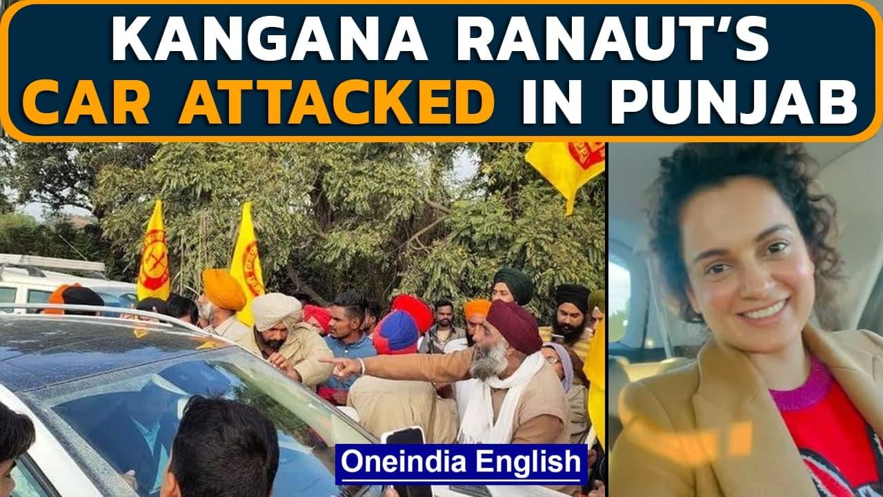 Kangana Ranaut’s car attacked by a mob in Punjab, Watch | Oneindia News