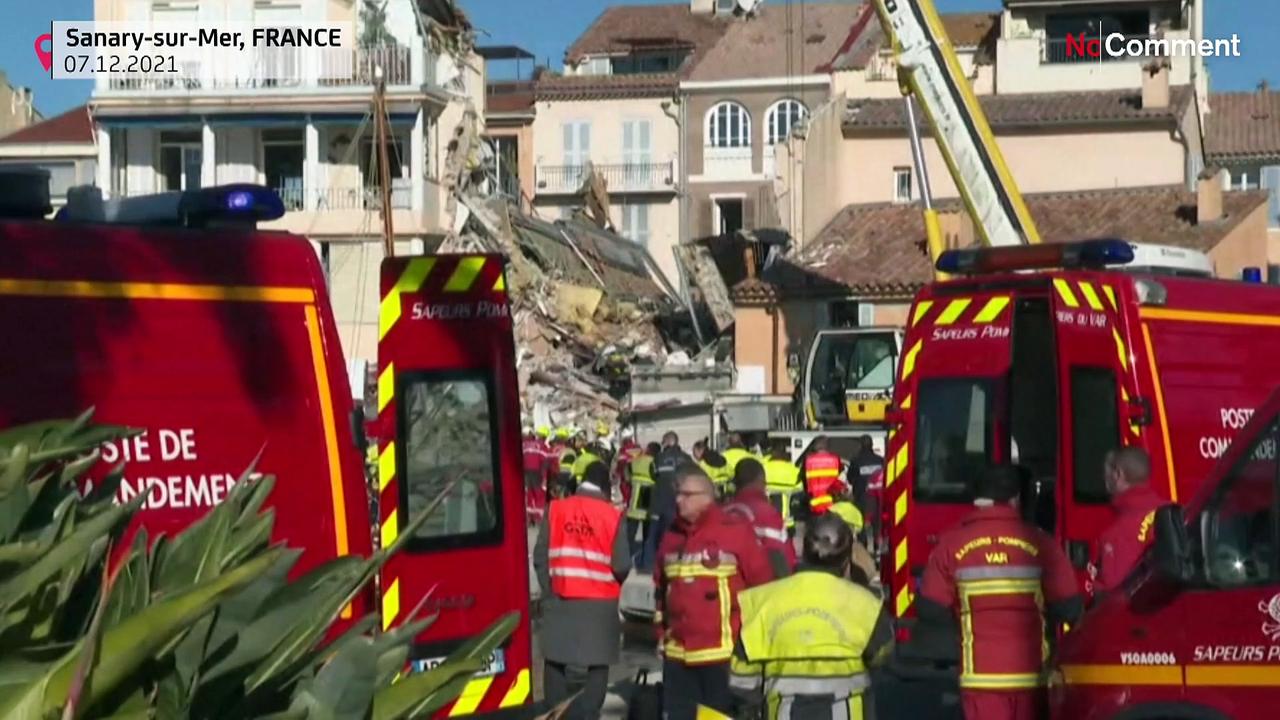 Firemen search for survivors after building collapses in southern France