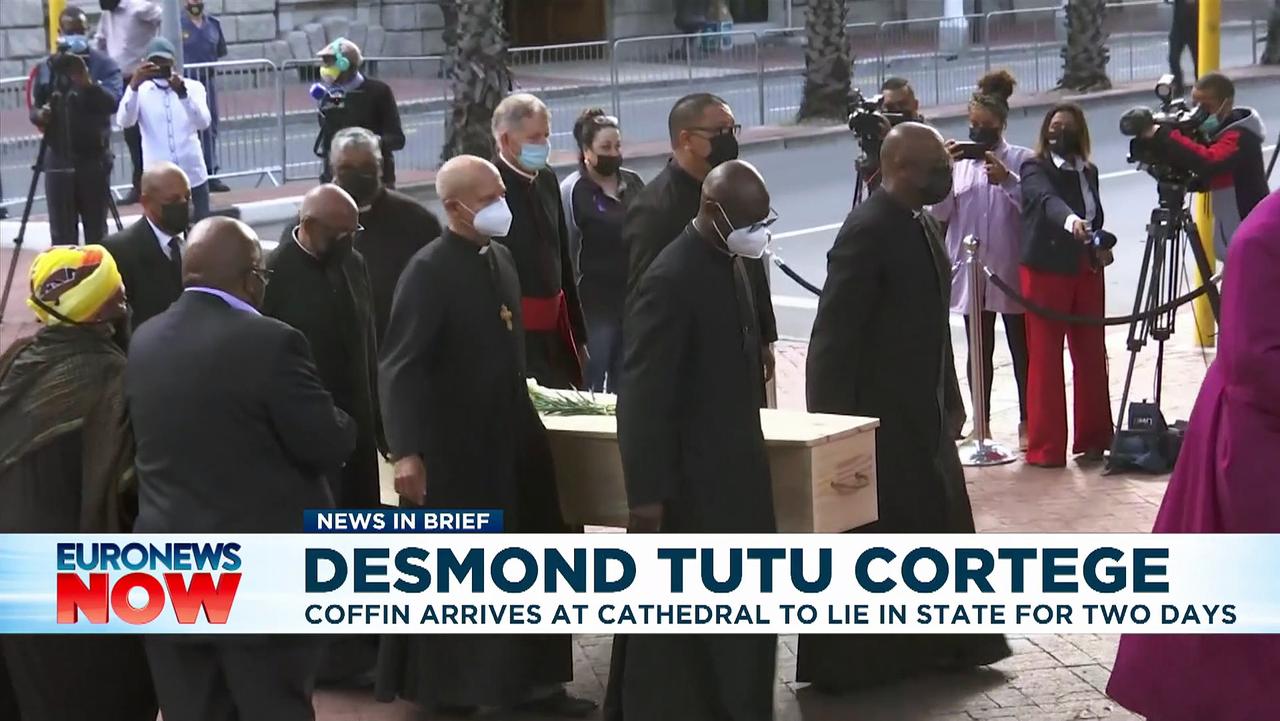 Archbishop Desmond Tutu funeral cortege arrives at Cape Town cathedral