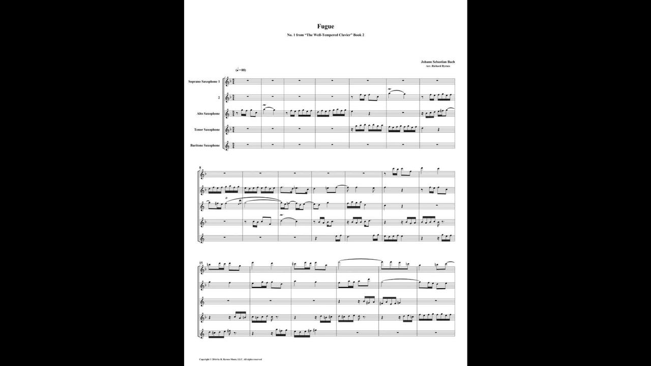 J.S. Bach - Well-Tempered Clavier: Part 2 - Fugue 01 (Saxophone Quintet)