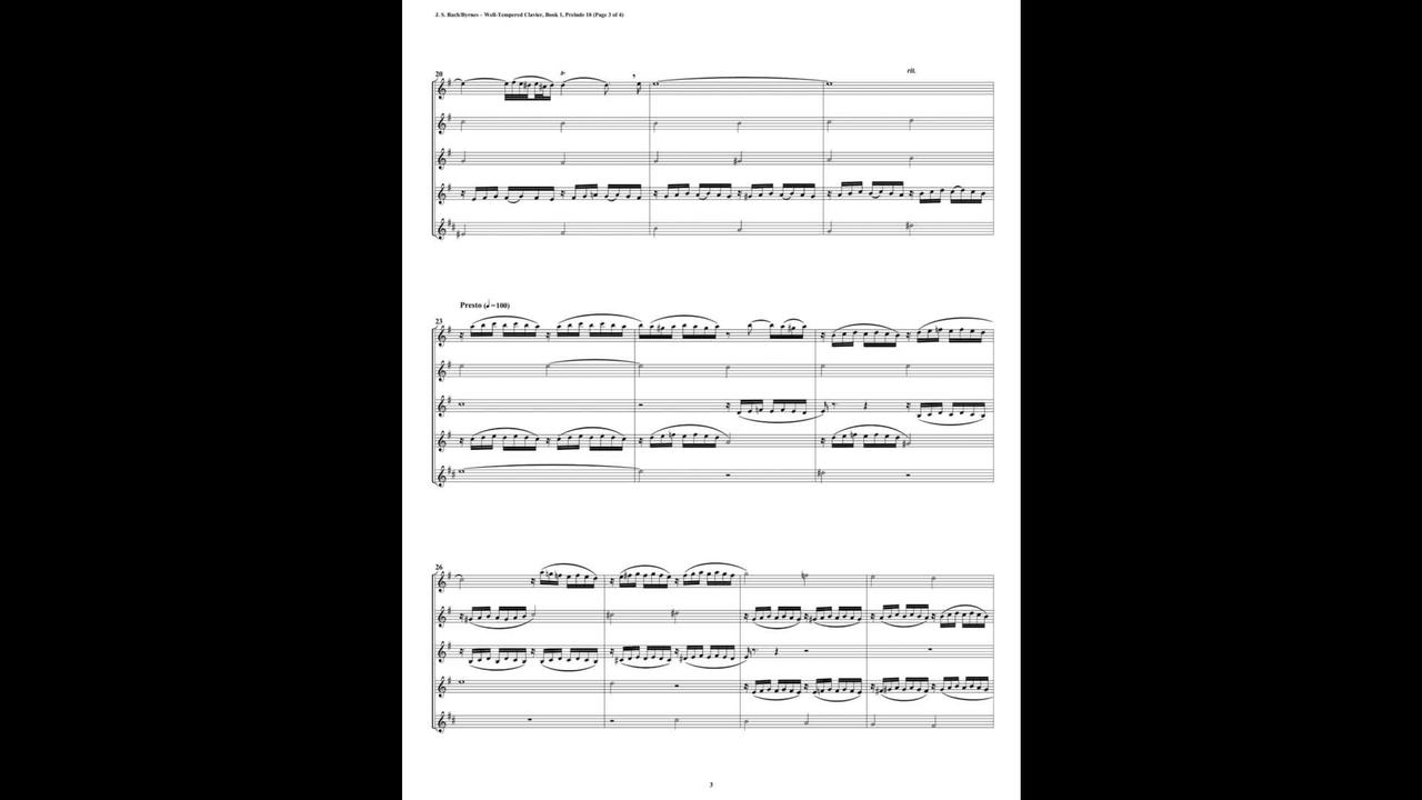 J.S. Bach - Well-Tempered Clavier: Part 1 - Prelude 10 (Clarinet Quintet)