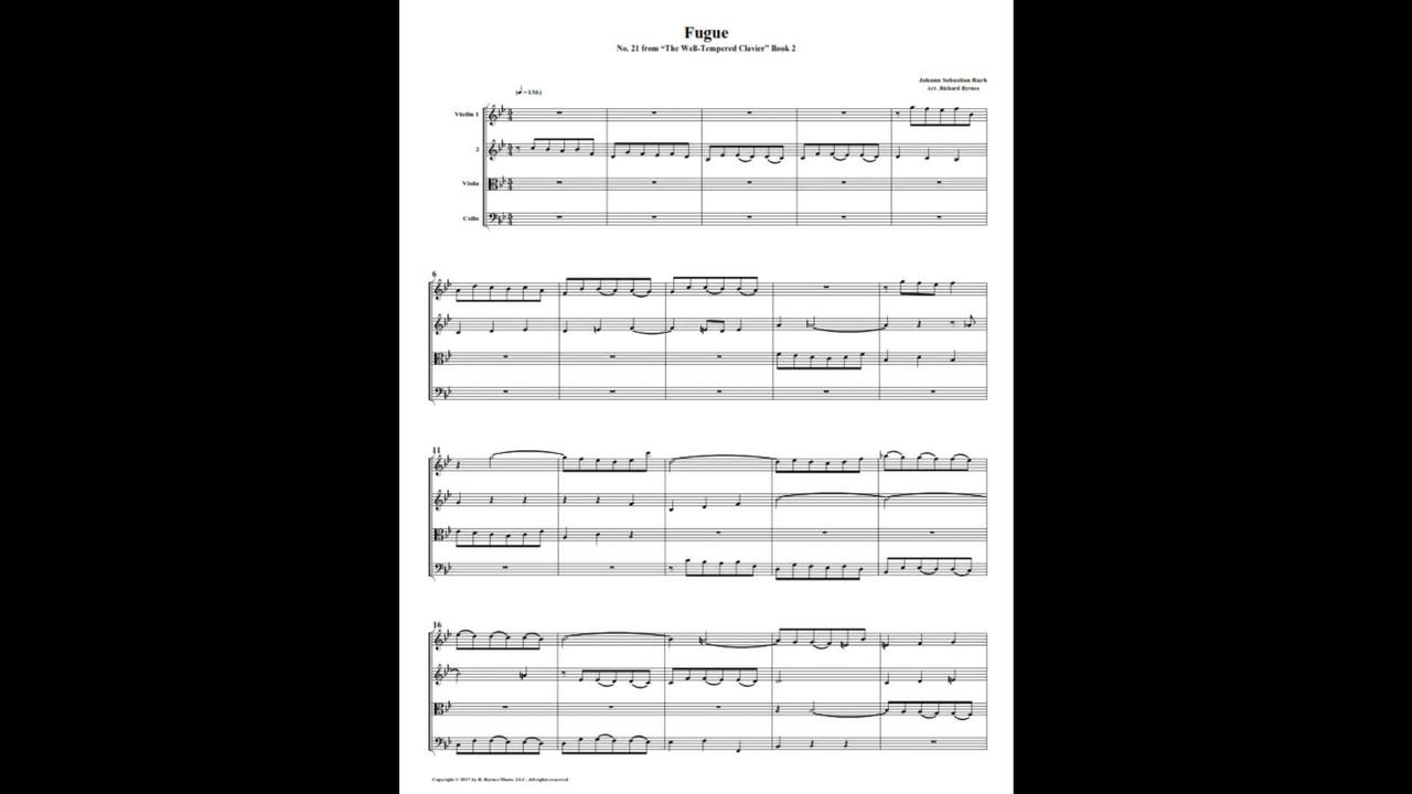J.S. Bach - Well-Tempered Clavier: Part 2 - Fugue 21 (String Quartet)