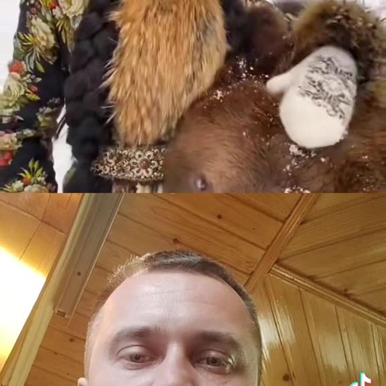 Russian girl love with Bear