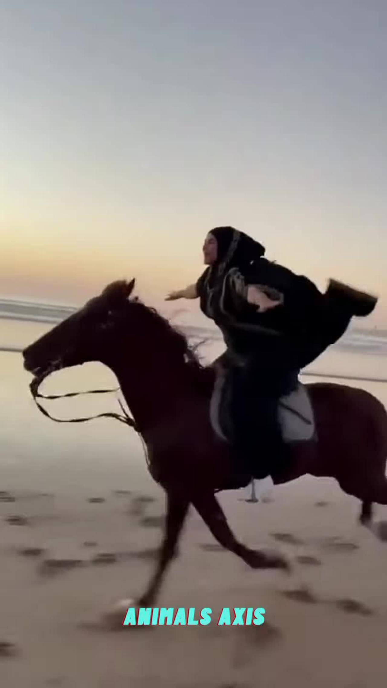 Girl Riding Horse Very Fast At Beach | Horses | Animals Axis