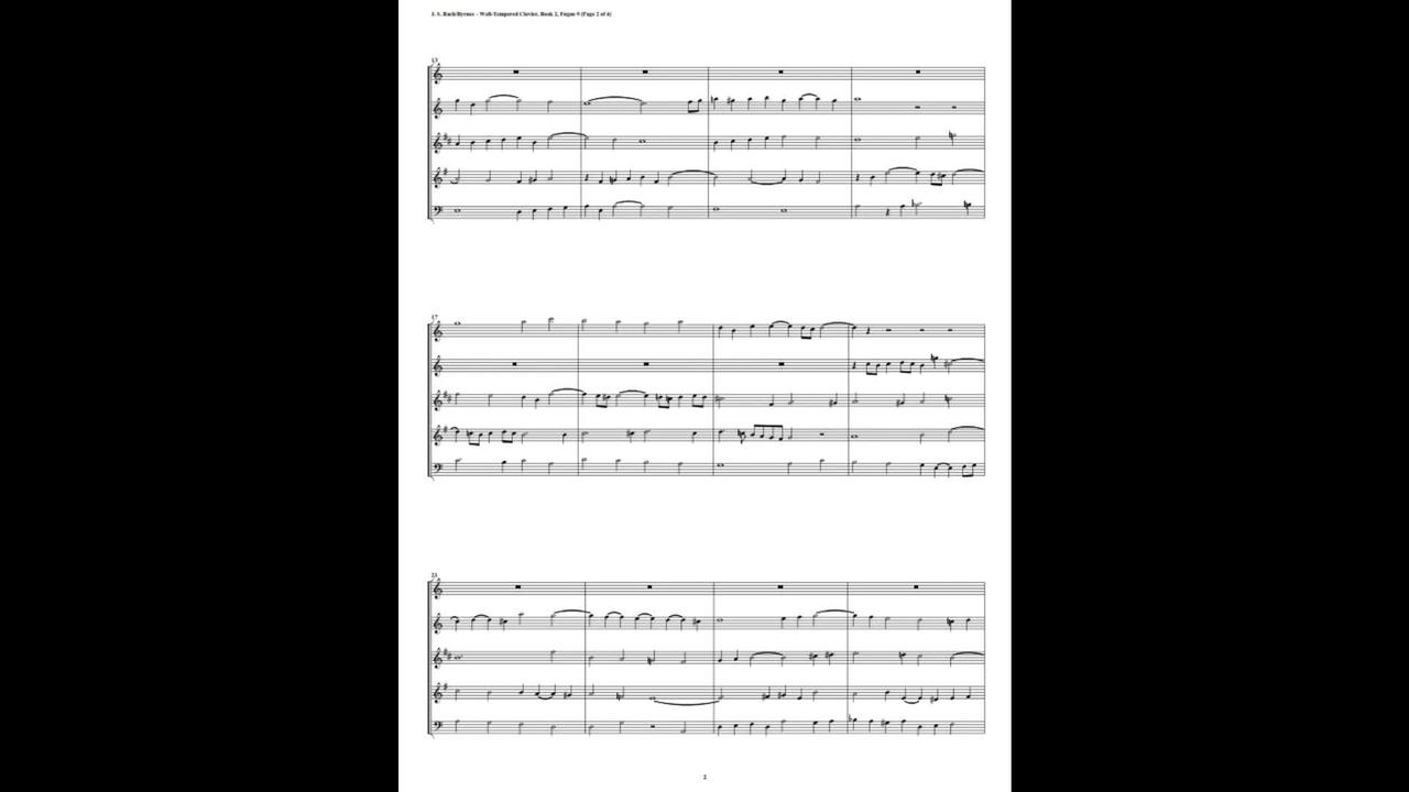J.S. Bach - Well-Tempered Clavier: Part 2 - Fugue 09 (Woodwind Quintet)