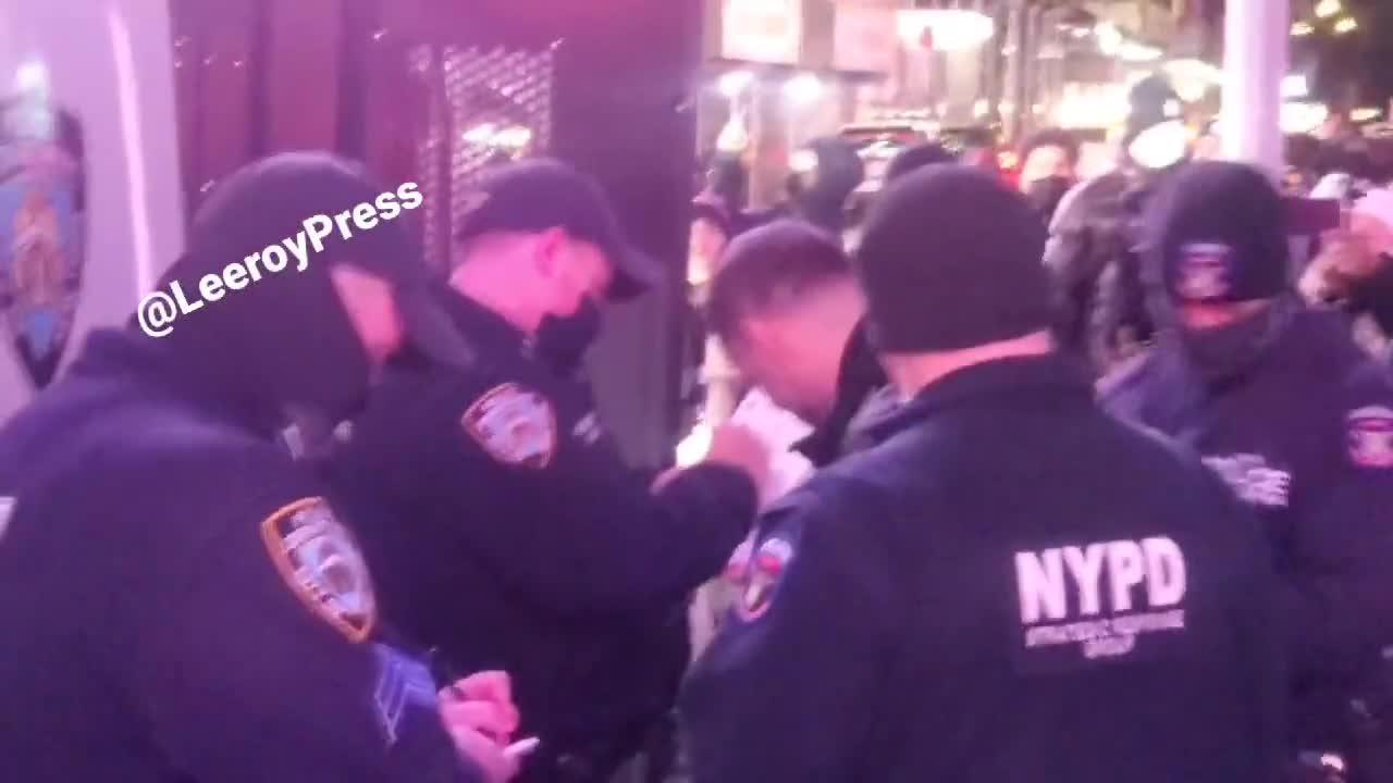 Unvaccinated protesters ARRESTED in NYC tonight by the NYPD for dining inside