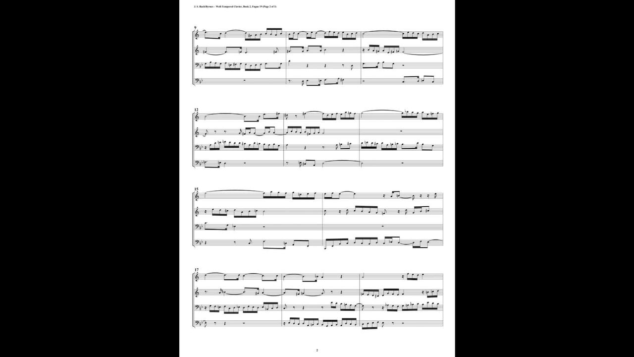 J.S. Bach - Well-Tempered Clavier: Part 2 - Fugue 19 (Brass Quartet)