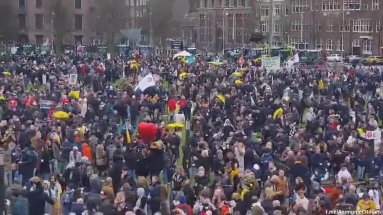 Thousands Protest Against COVID Restrictions in Amsterdam...!!!!