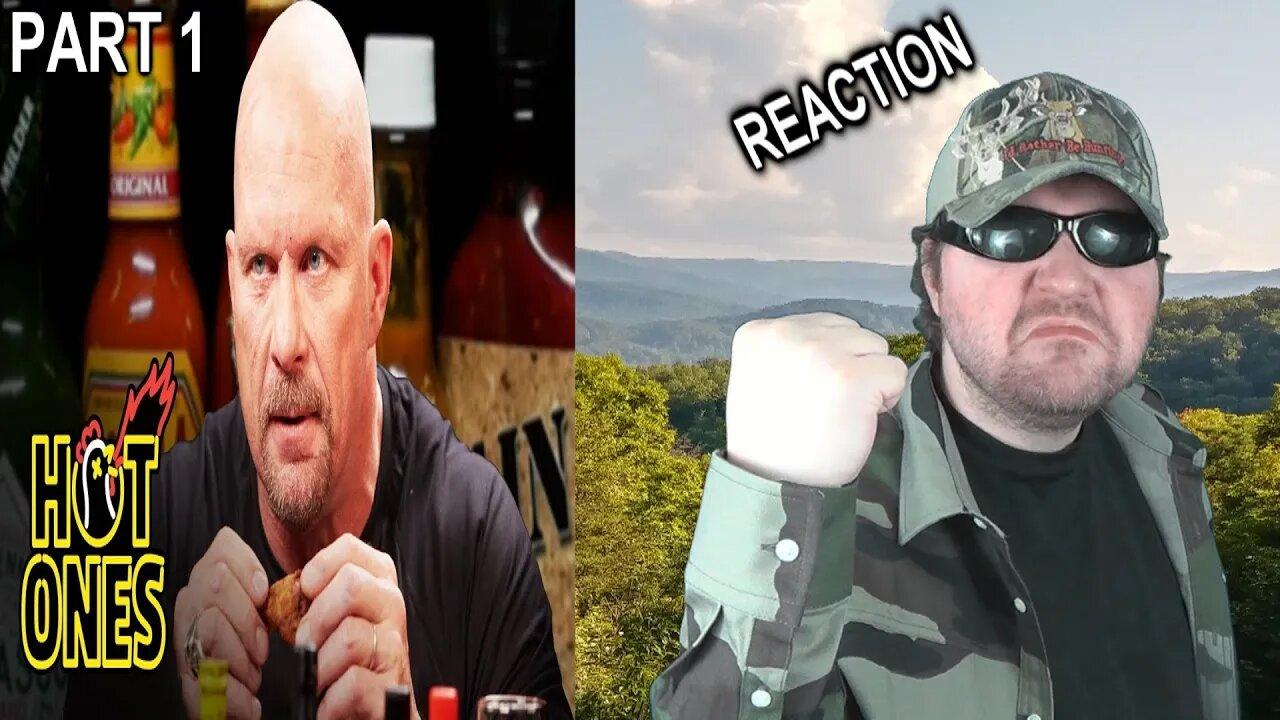 Stone Cold Steve Austin Puts The Stunner On Spicy Wings - Hot Ones (PART 1) REACTION!!! (BBT)