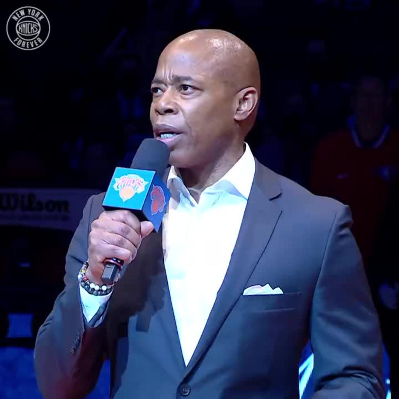 Fan Heckles NYC Mayor Eric Adams At Madison Square Garden
