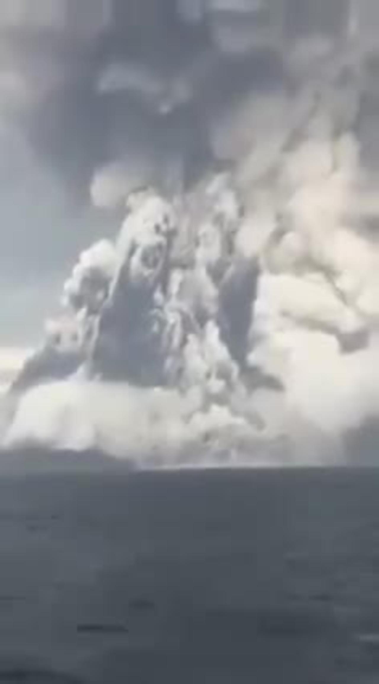 1/16/2022 Footage of massive Tonga volcano eruption that caused Tsunami
