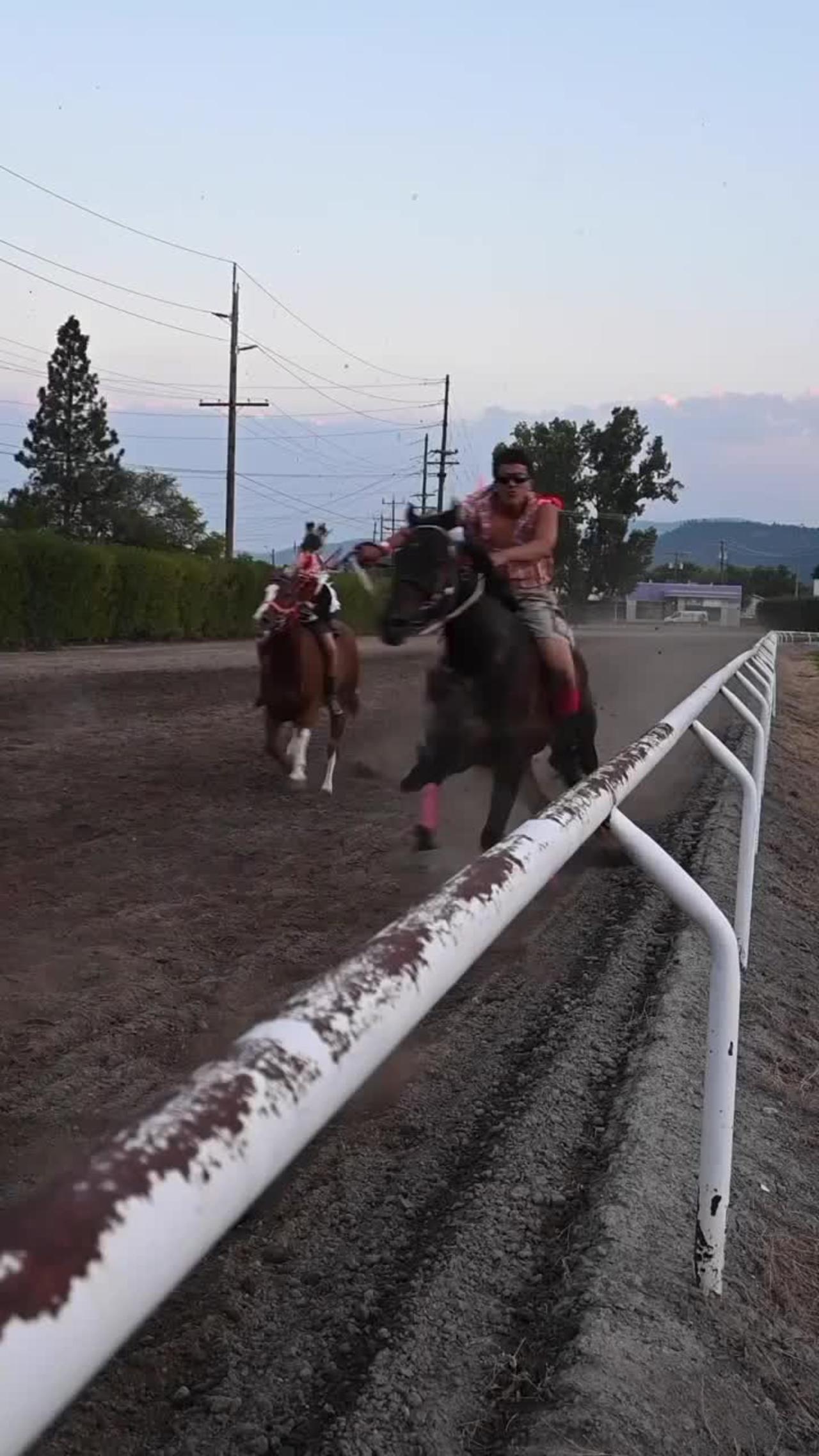 Indian relay is an Indigenous-only race done bareback on horses captured here by . A