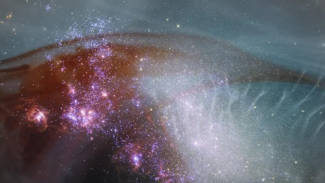 Milky way with liquid abstract video superimposed