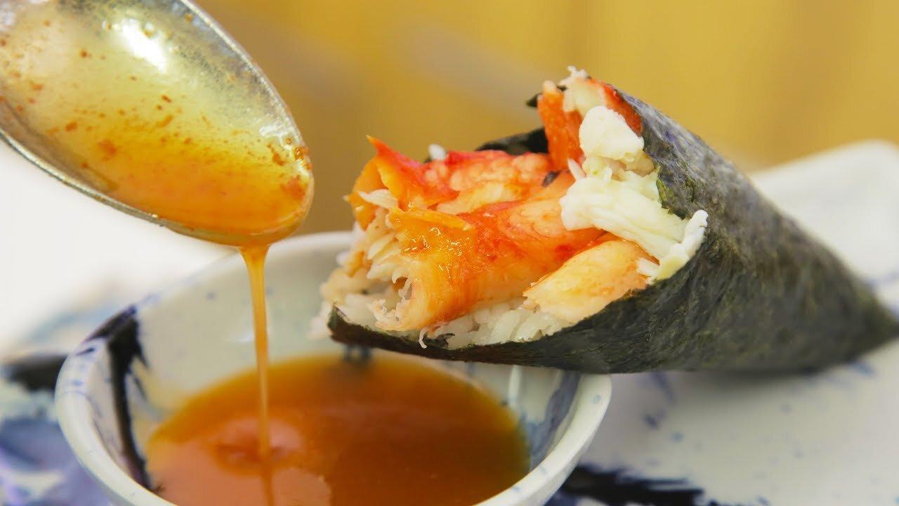 All Recipes King Crab Sushi Hand Roll (Temaki) With Spicy Butter Sauce,recipe food recipes sushi re