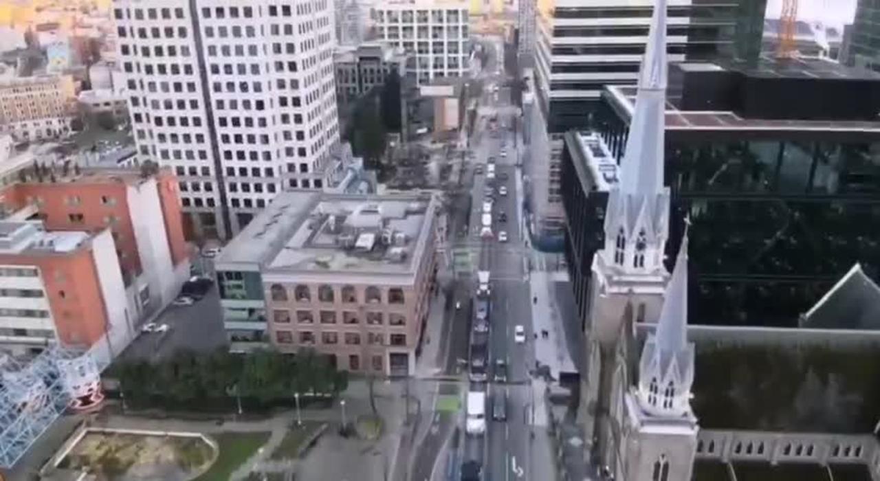 Trucker Convoy Drone Footage in Downtown Vancouver This Afternoon