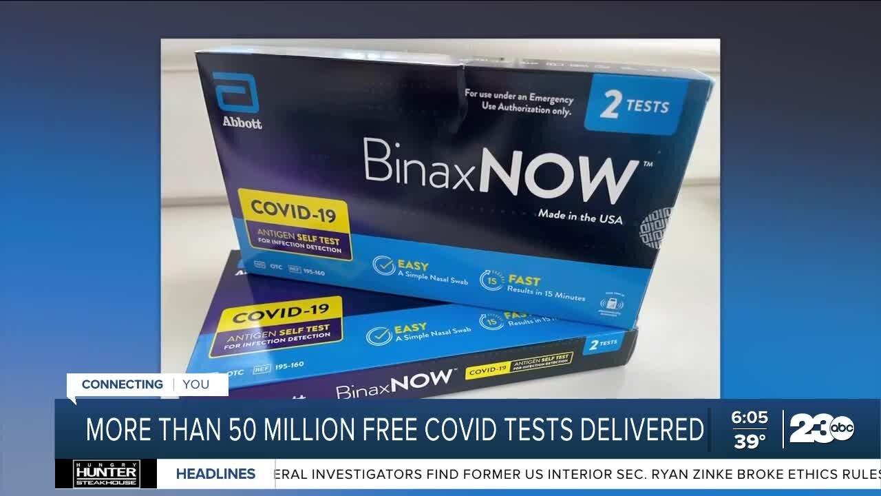 More than 50 million free COVID tests delivered