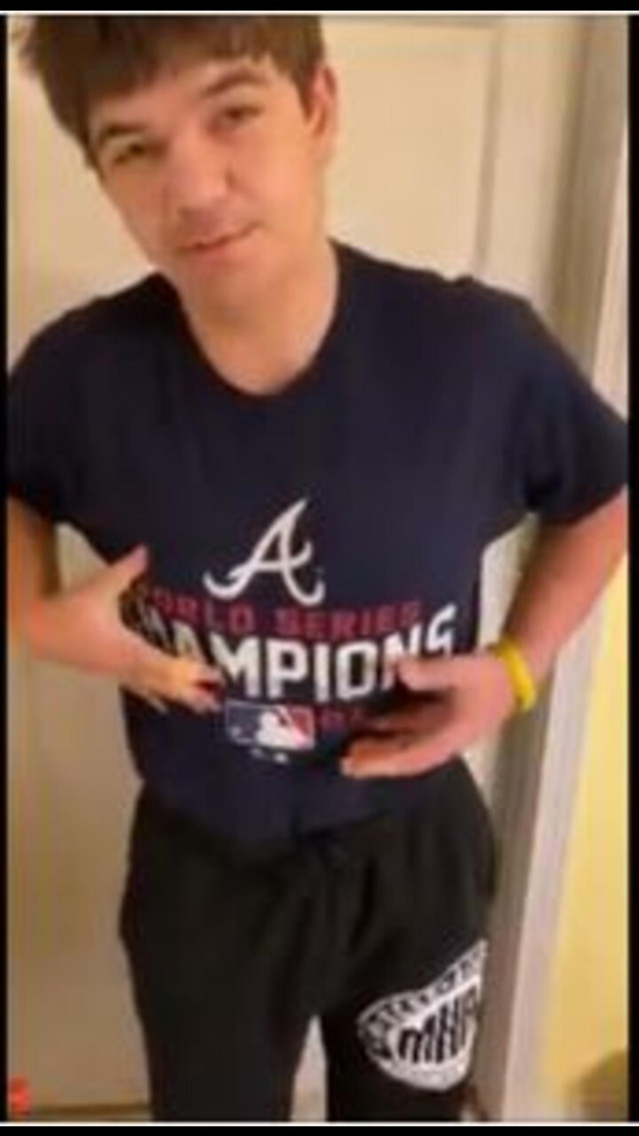 Noah shows off his Atlanta Braves World Series shirt
