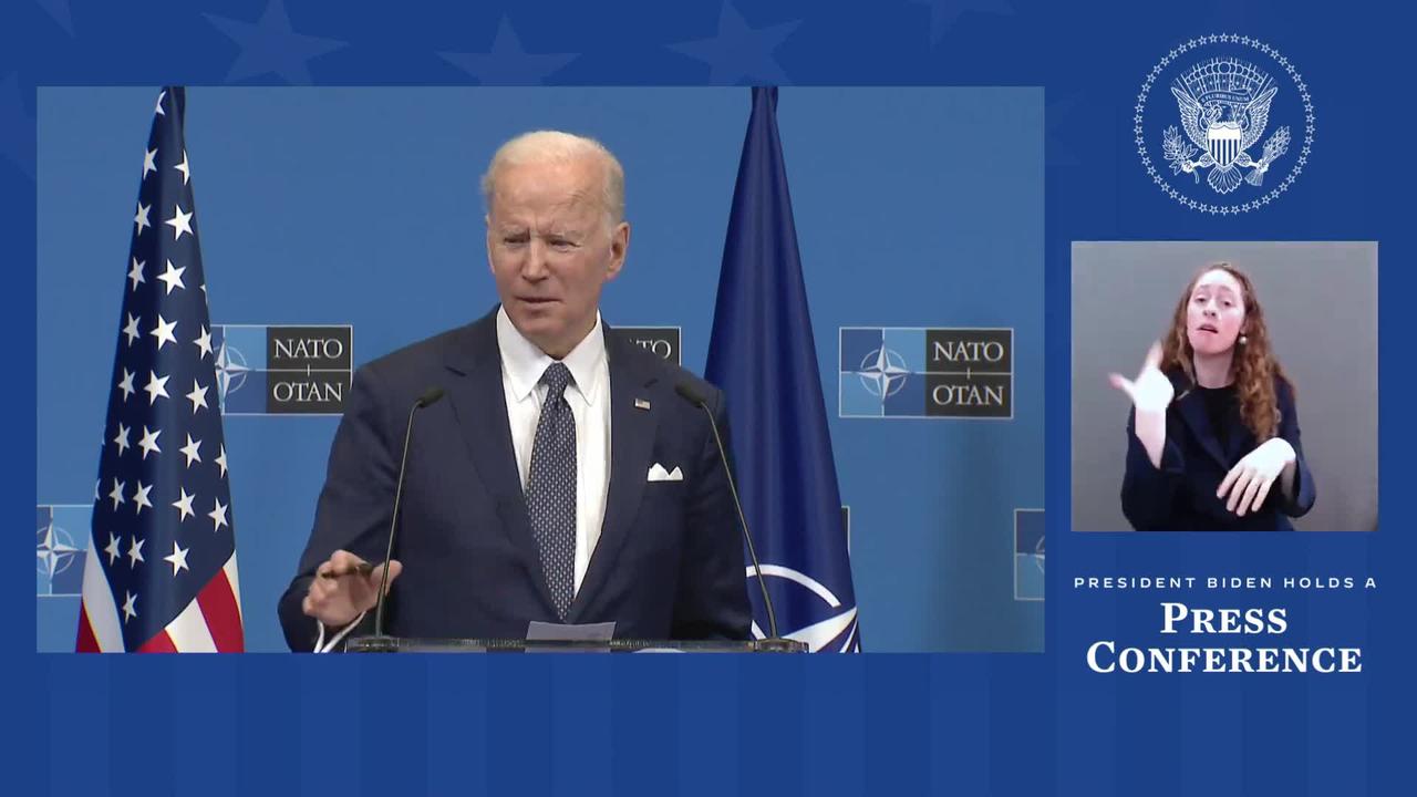 Joe Biden Holds A Press Conference After An Emergency NATO Meeting