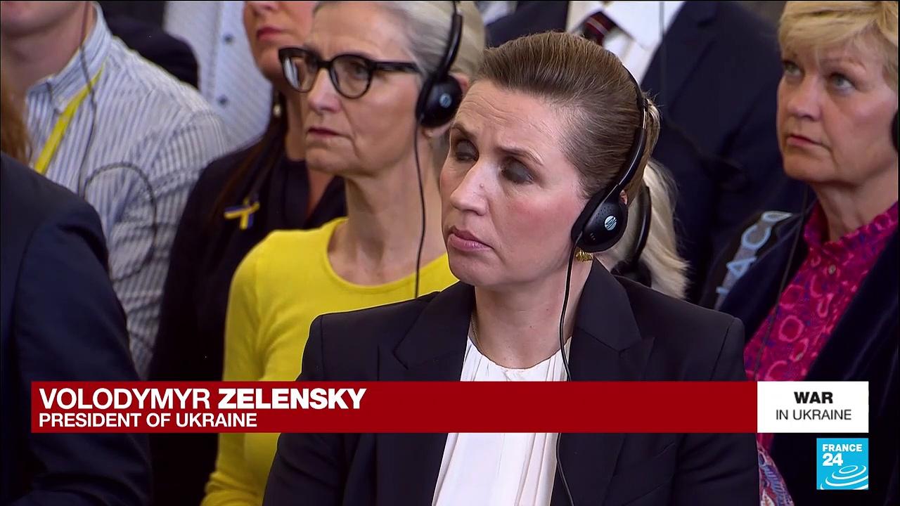 Ukraine's Zelensky tells Danish parliament Russia sanctions must be tightened