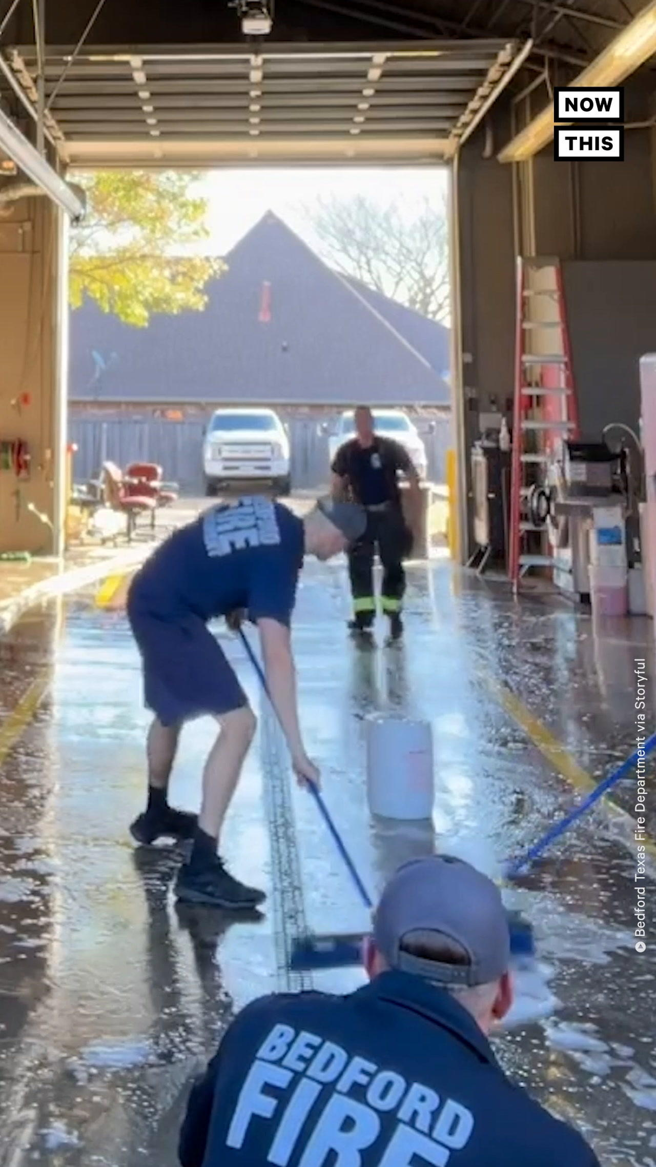 Fireman Practice Curling After Watching Olympics