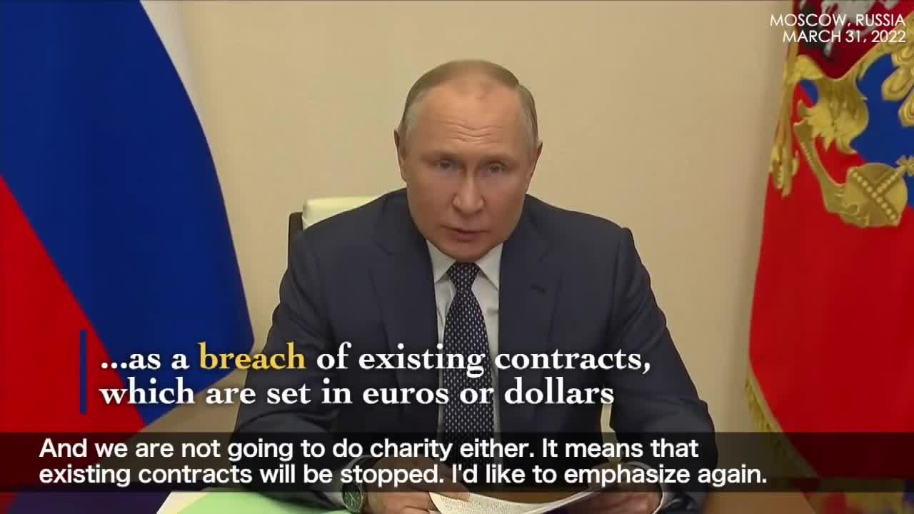 Putin says Russia will enforce rouble payments for gas from Friday