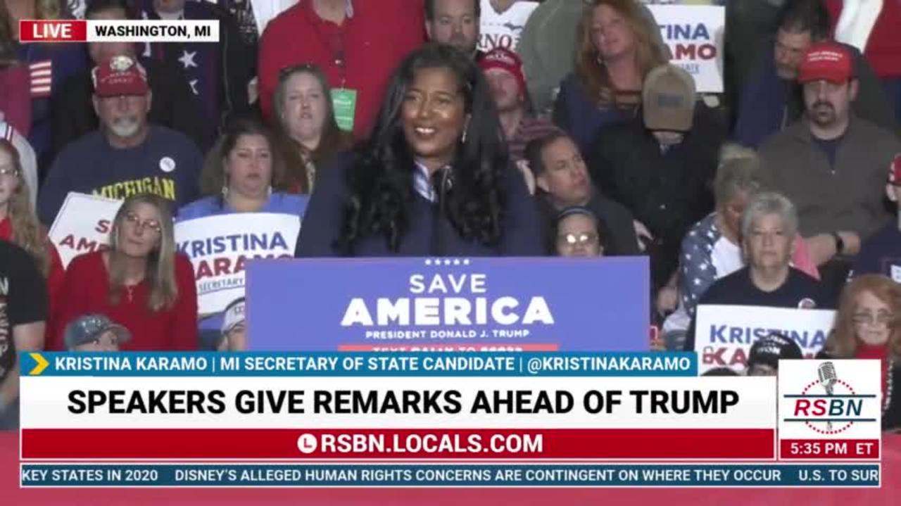 Kristina Karamo Full Speech at President Trump Rally in Washington, MI.