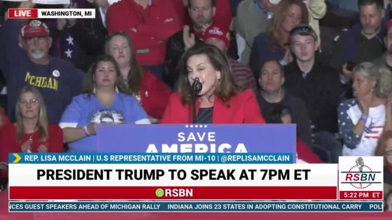 Rep. Lisa McClain (R-MI) Full Speech at President Trump Rally in Washington, MI.