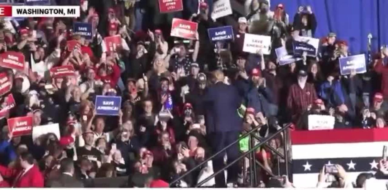 President Trump shakes his booty at Michigan Save America Rally