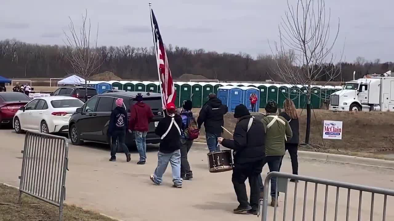 People Gather for Trump Rally in Macomb County