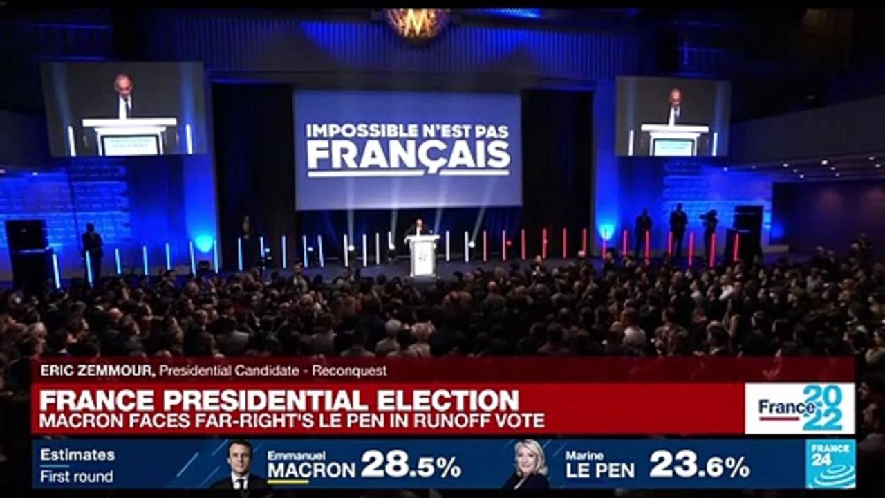 REPLAY: French extreme-right candidate Zemmour urges supporters to back Le Pen in run-off