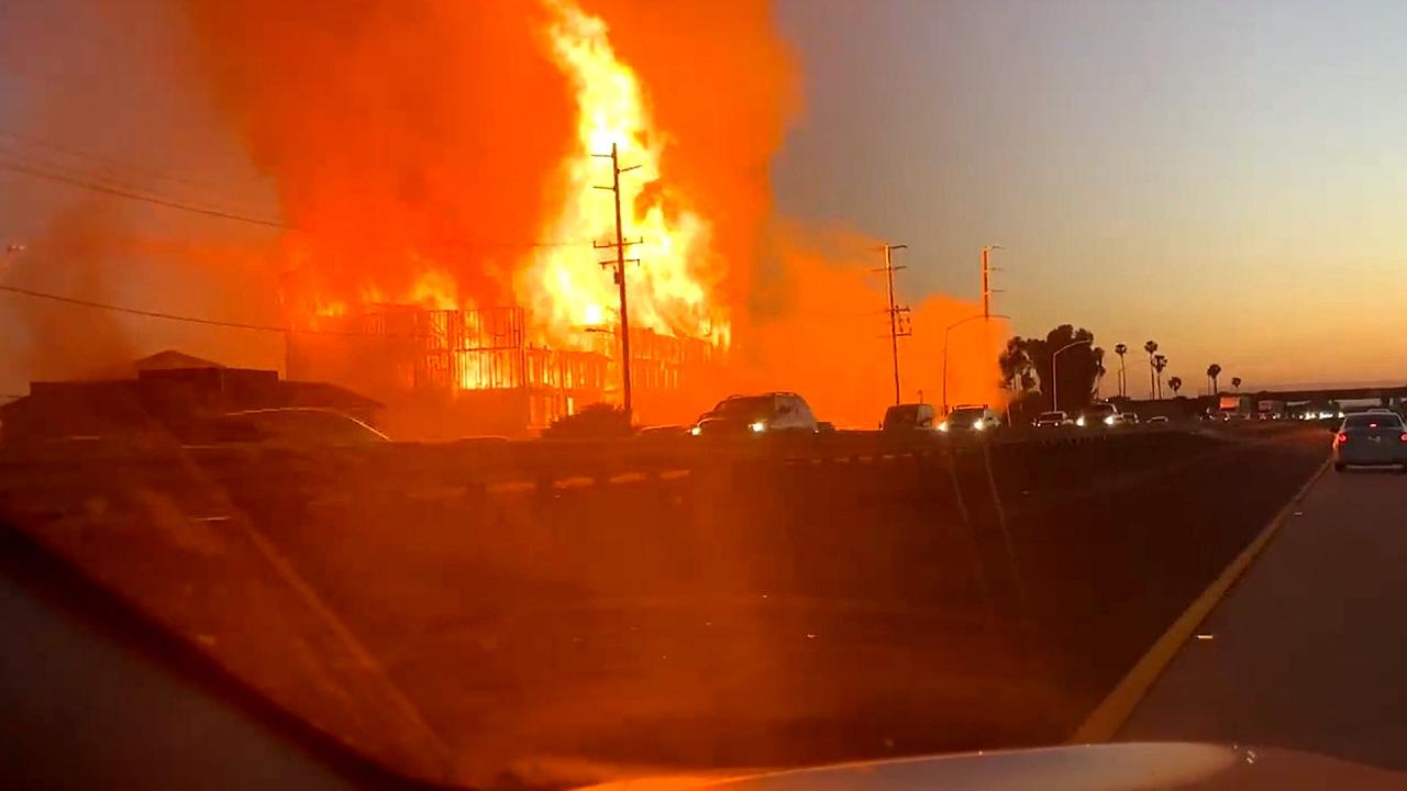 Huge fire in California as unfinished hotel goes up in flames