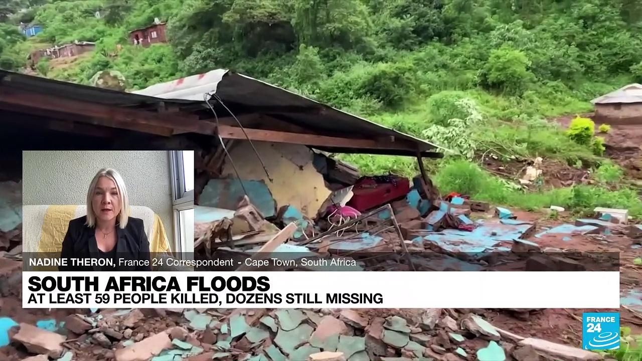 Nearly 60 dead in South Africa floods, more rains coming