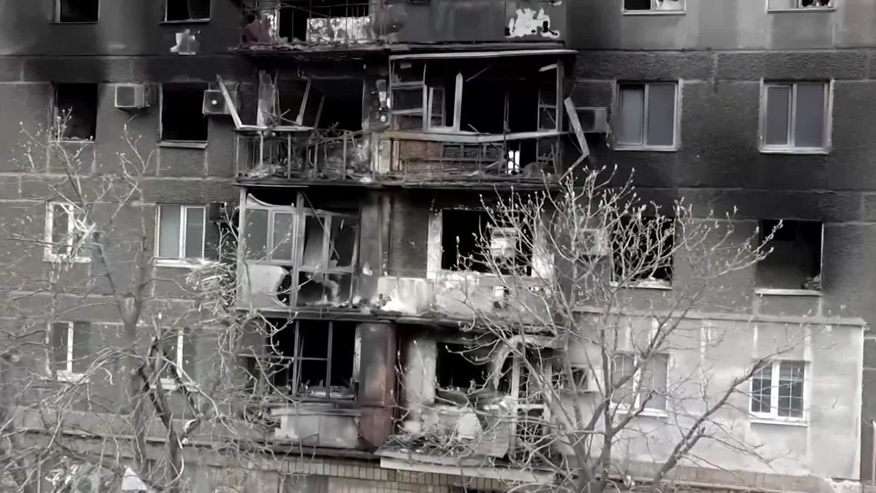 Drone shows heavy destruction in Ukraine's Mariupol