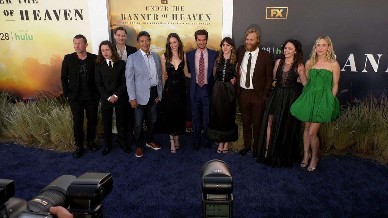 The Cast of FX's “Under the Banner of Heaven” Pose Together at their Red Carpet Premiere in Los Angeles