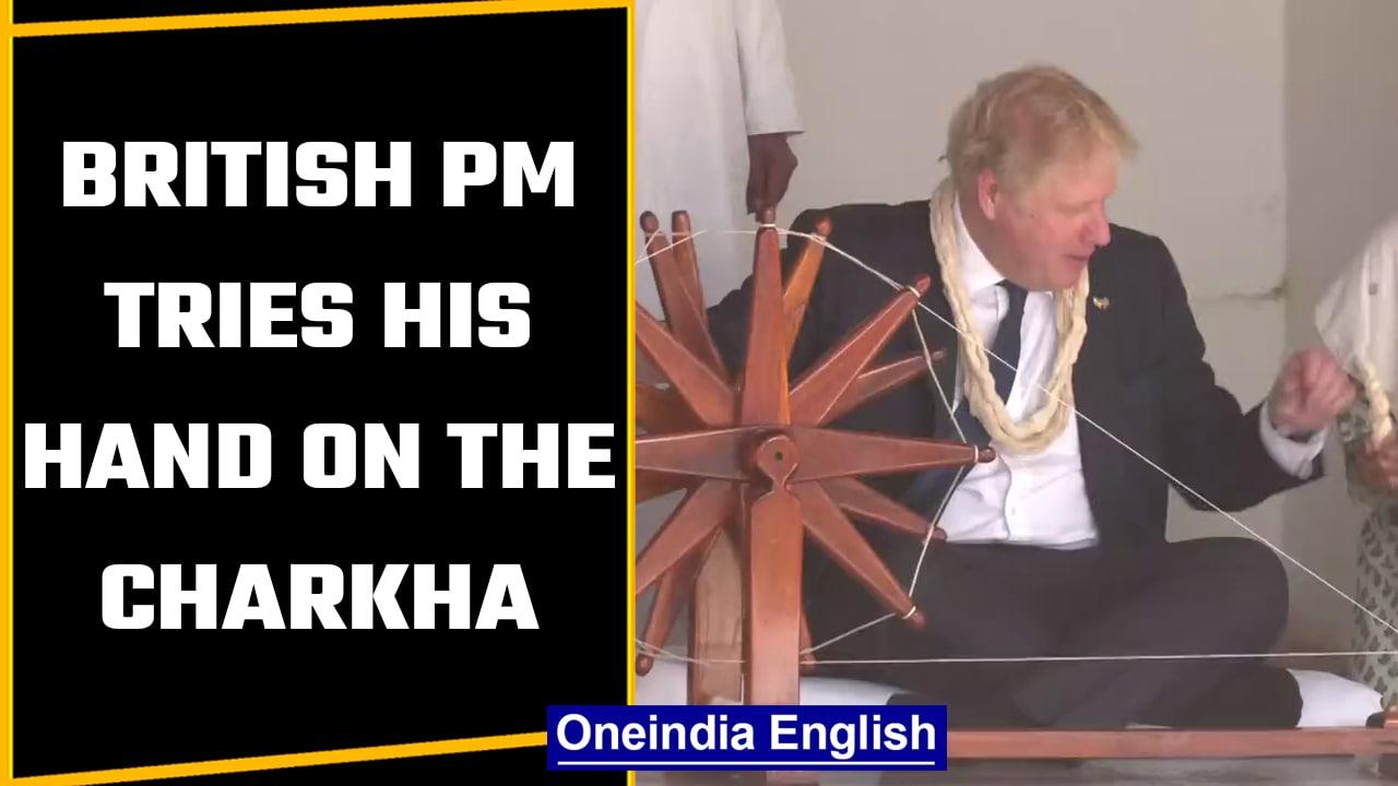 British PM Boris Johnson visits Sabarmati Ashram in Ahemdabad, tries the Charkha | Oneindia News