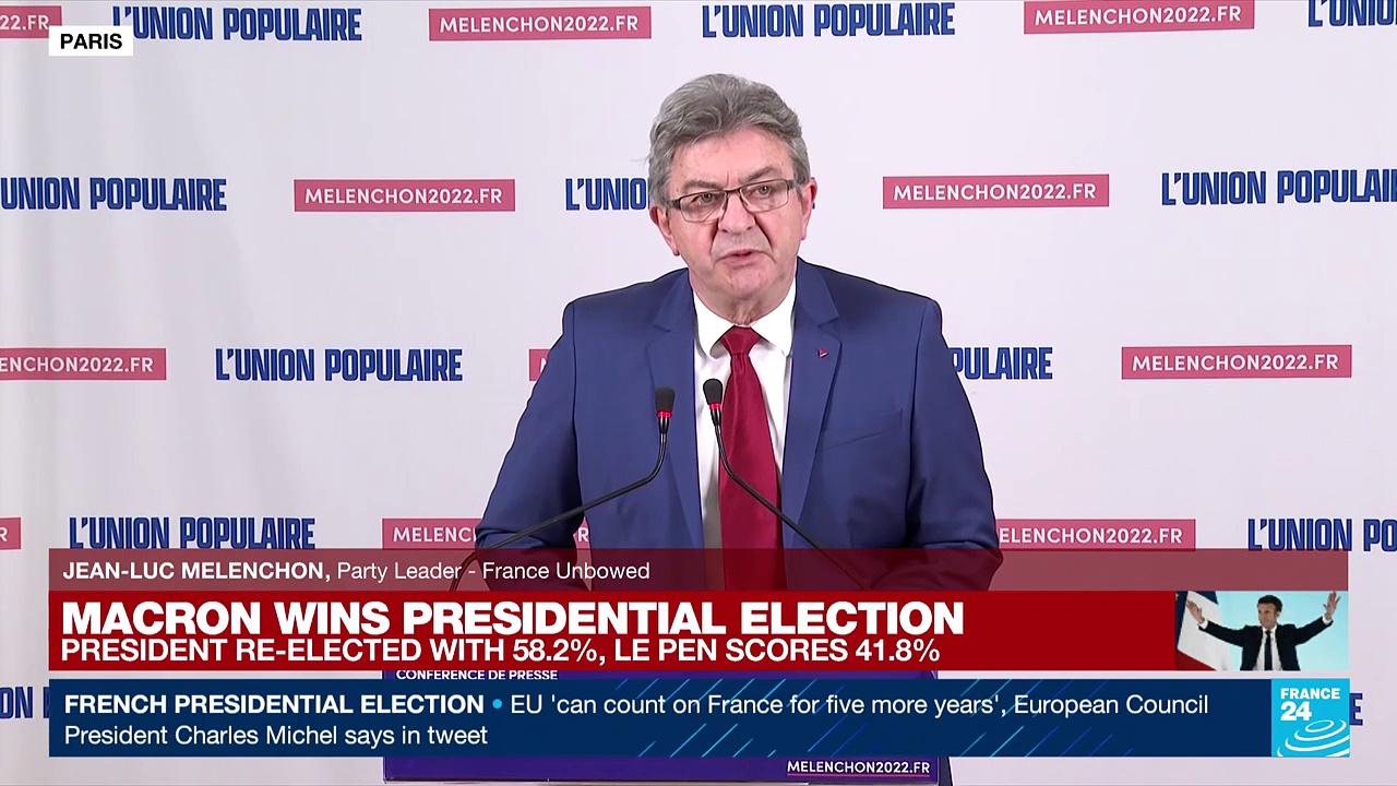 REPLAY: Hard-left candidate defeated in round 1, Melenchon reacts to Macron's victory