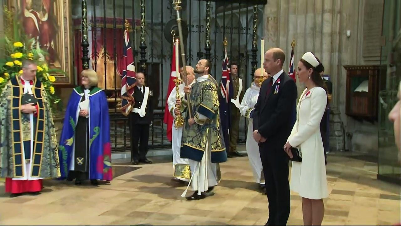 The Cambridges mark ANZAC Day at Westminster Abbey service