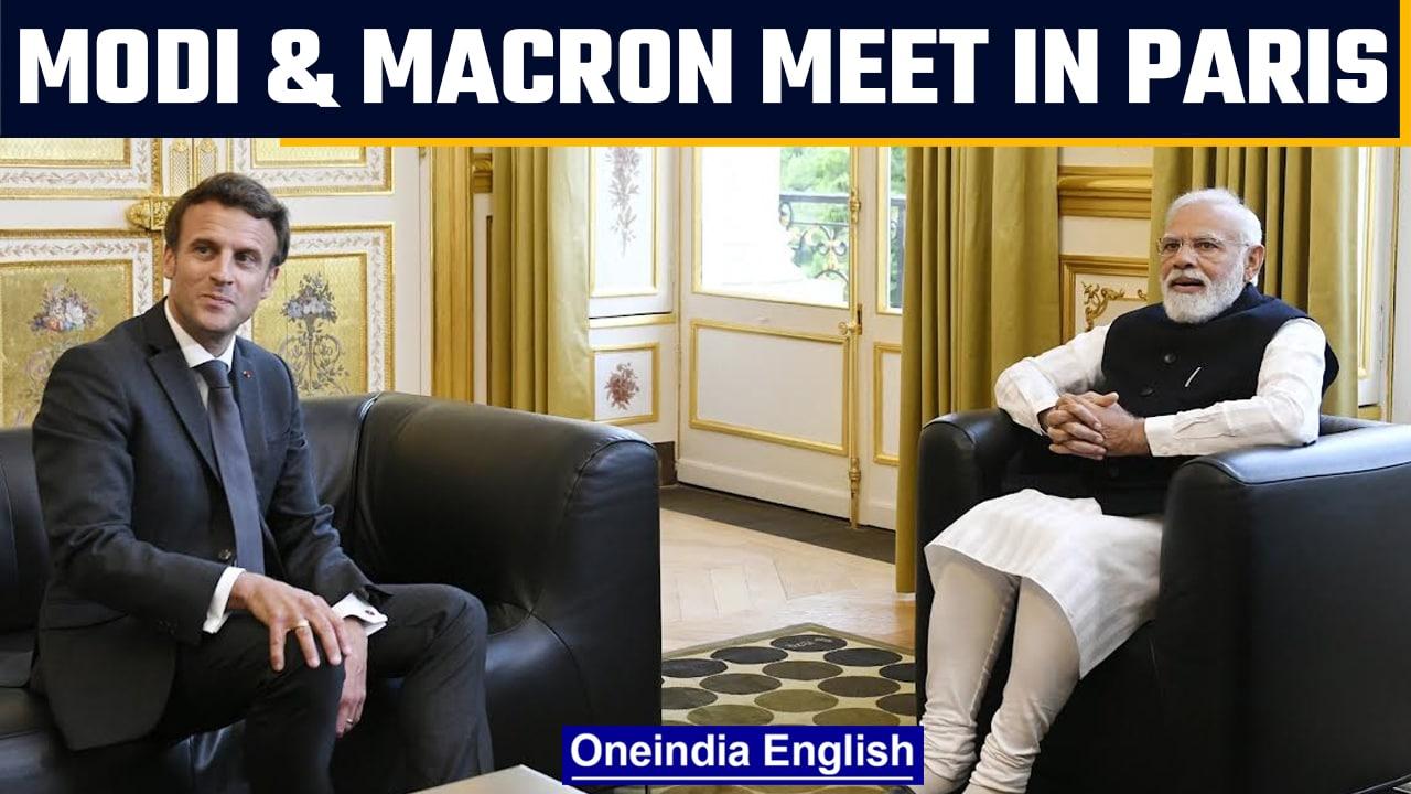 Prime Minister Narendra Modi meets French President Emmanuel Macron in Paris | Oneindia News