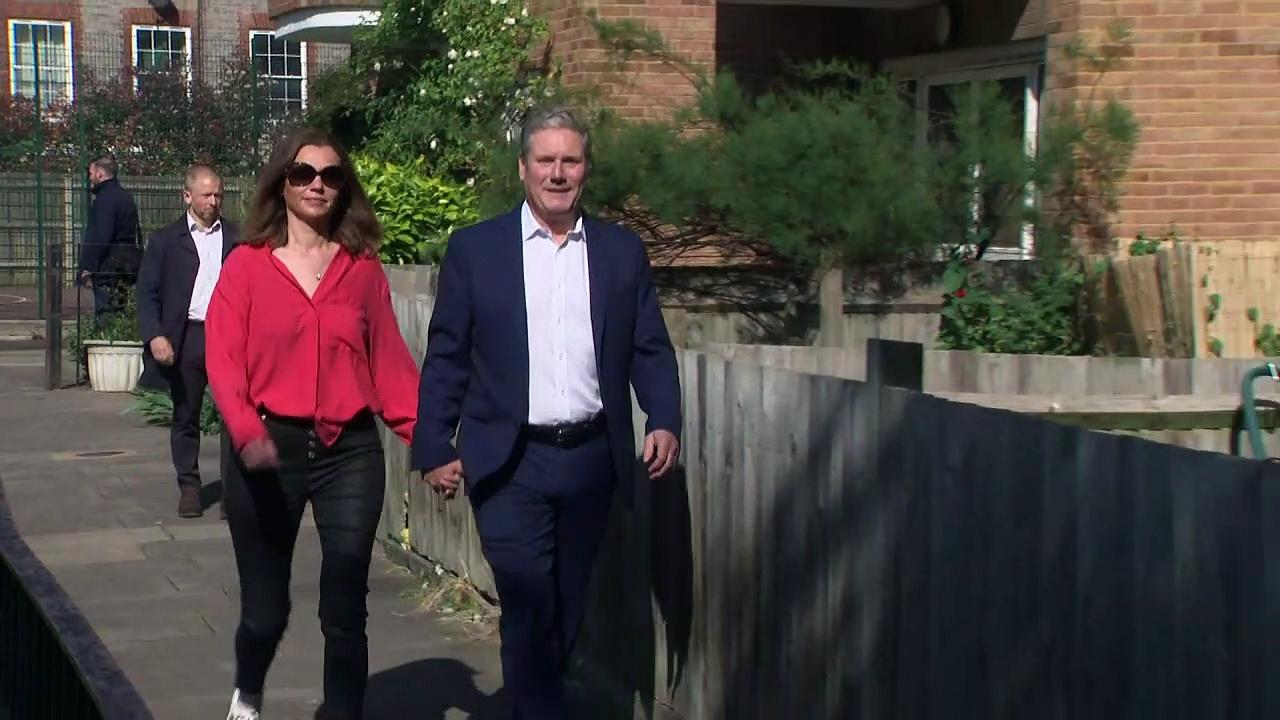 Sir Keir Starmer casts vote in local elections