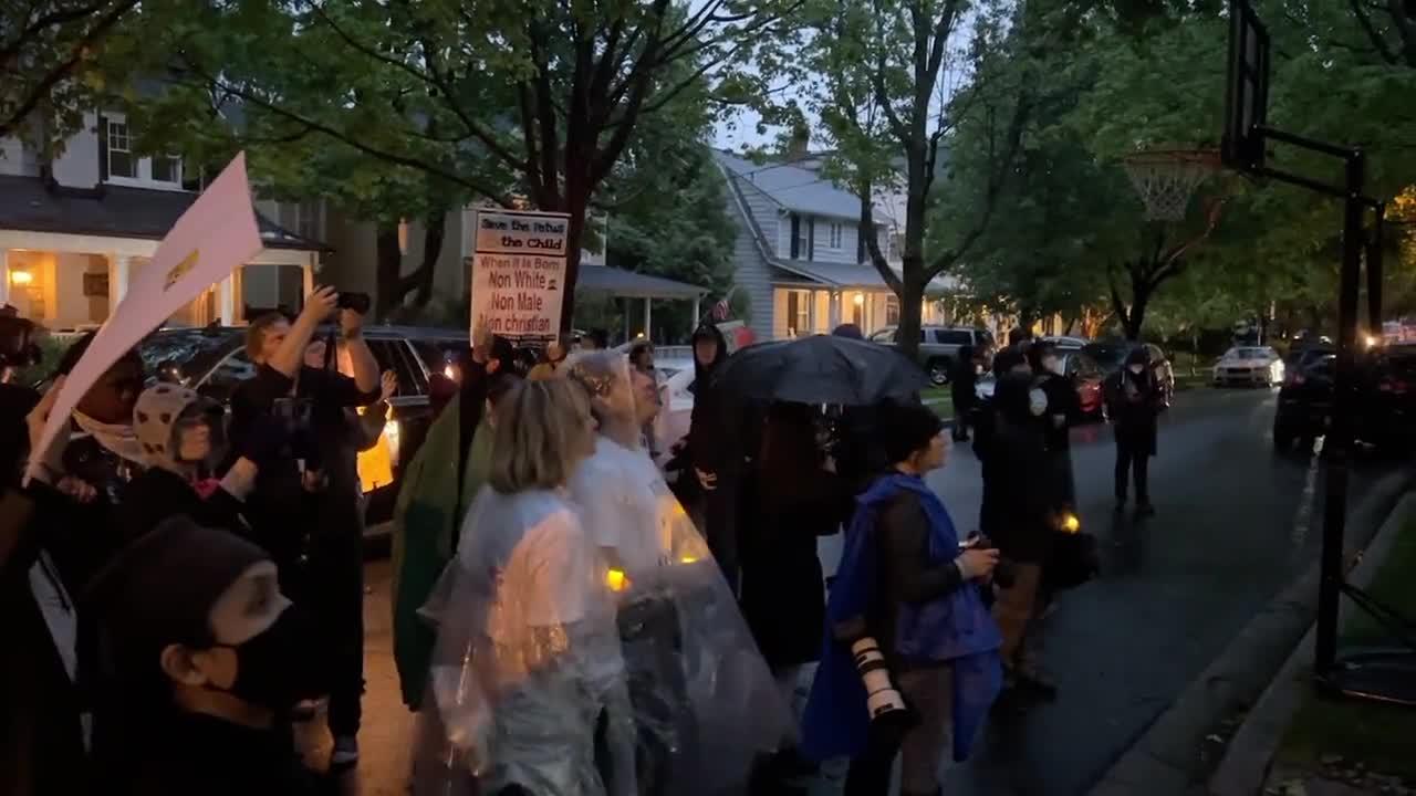 Pro-abortion protestors outside Brett Kavanaugh's house