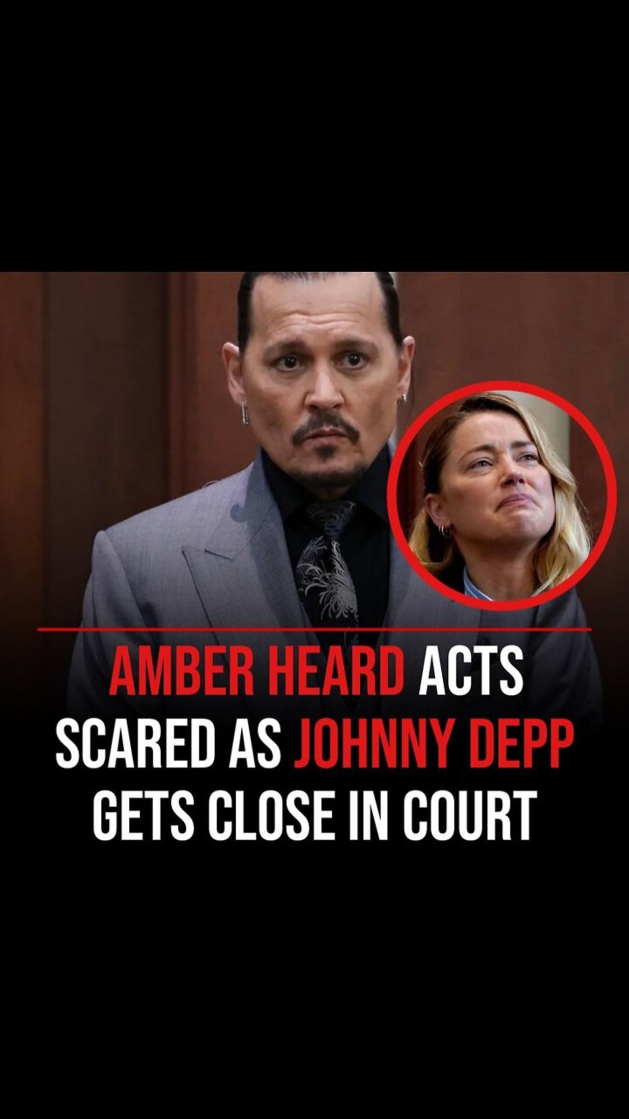 Amber Heard Acts Scared When Johnny Depp Gets Close To Her In Court