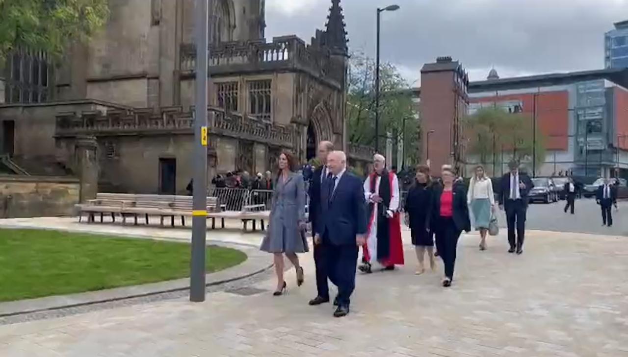 Duke and Duchess of Cambridge arrive at Glade of Light Memorial in Manchester
