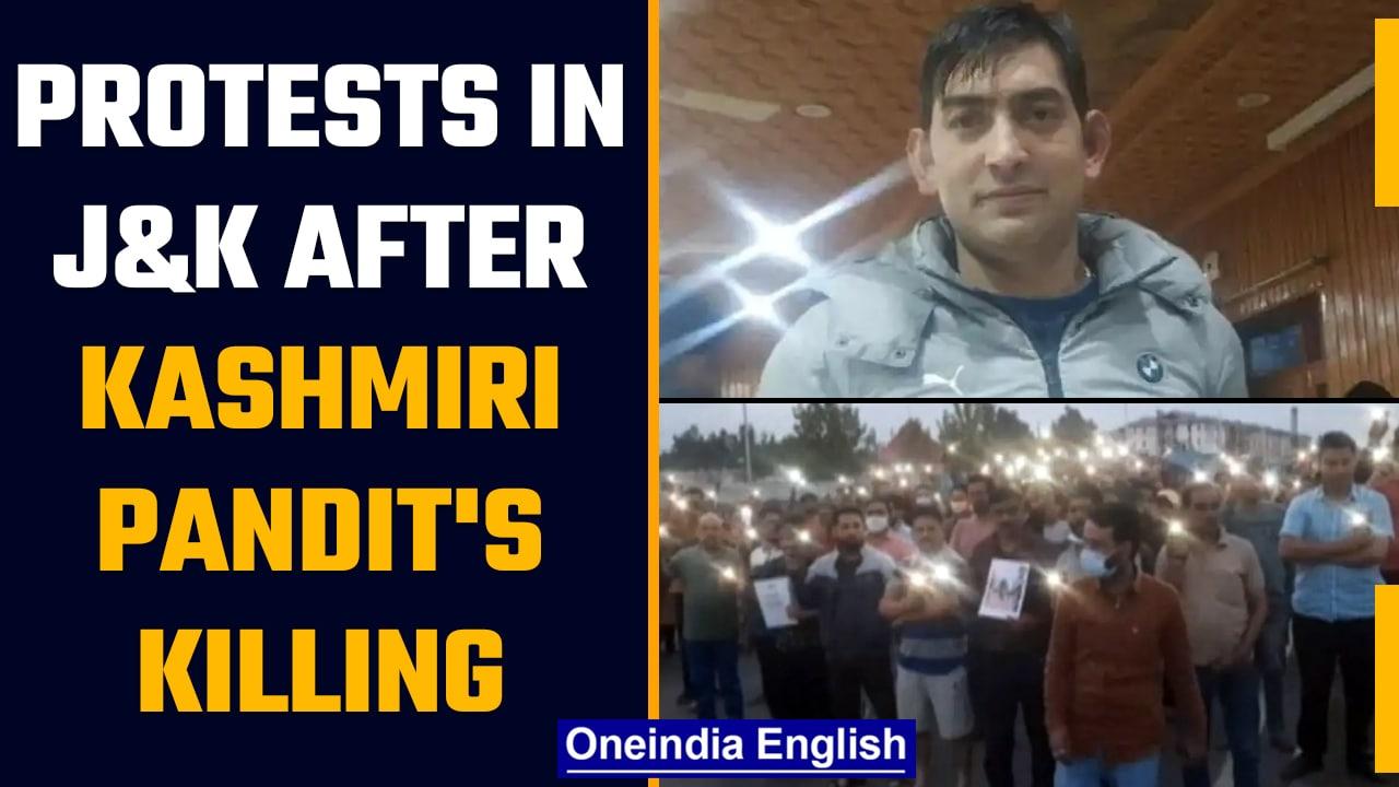 J&K: Kashmiri Pandits protest after Rahul Bhat's killing, demand safety of community | Oneindia News