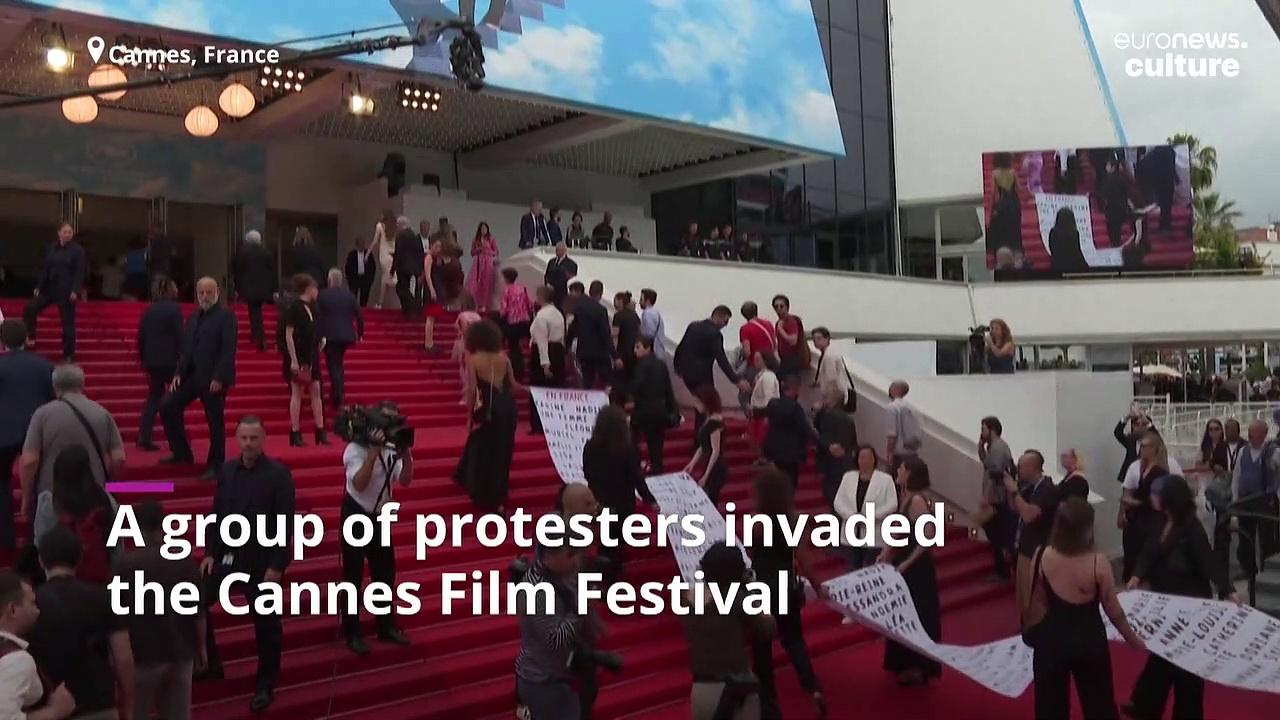 Protest group invades Cannes Film Festival to highlight violence towards women